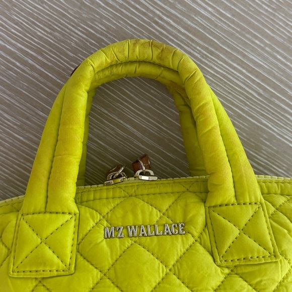 MZ Wallace Micro Sutton Tote Neon Yellow Quilted Mini Tote -Read- - Picture 13 of 16